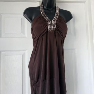 Y2K vintage clubbing halter sequin collar blouse